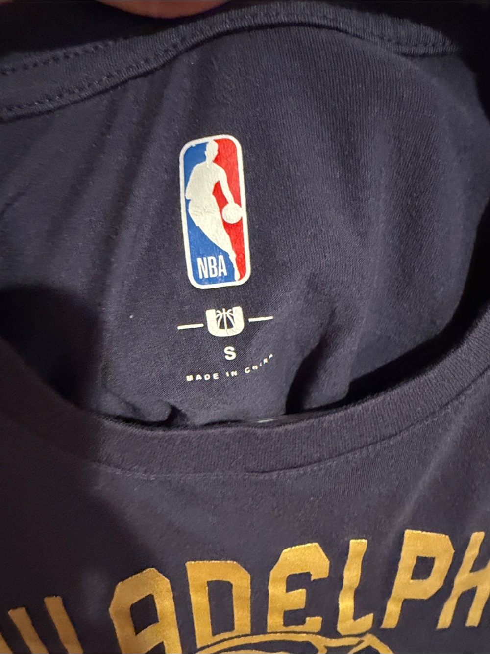 Philadelphia 76ers Joel Embiid Navy Blue Graphic T-Shirt Adult Small - Picture 2 of 3
